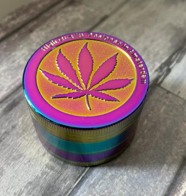 Multi Colour Amsterdam Design Leave 50mm 4 Parts Grinder ( 12 Pieces Display )