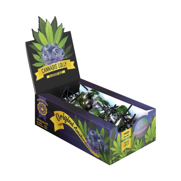Cannabis Blueberry Haze Lollies – Display Carton (70 Lollies)