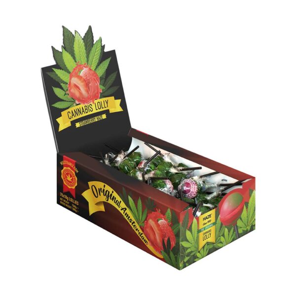 Cannabis Strawberry Haze Lollies – Display Carton (70 Lollies)