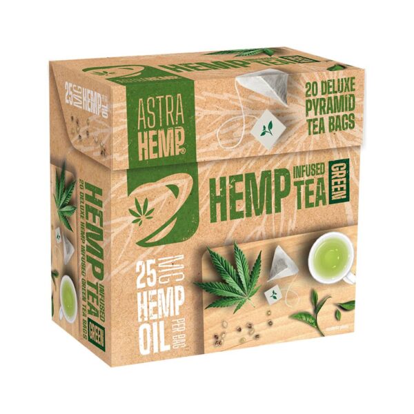 Astra Hemp Green Tea 25mg Hemp Oil (Box of 20 Pyramid Teabags)