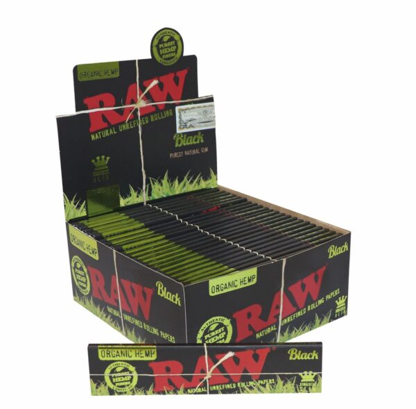 RAW Black Organic Hemp KS Slim Rolling Papers x 50pcs