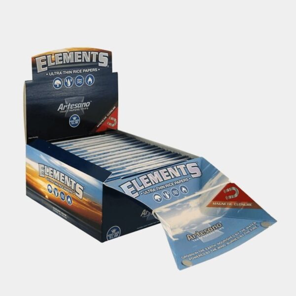 Elements Artesano Kingsize Slim Rolling Papers + Tips + Tray (15pcs/display)