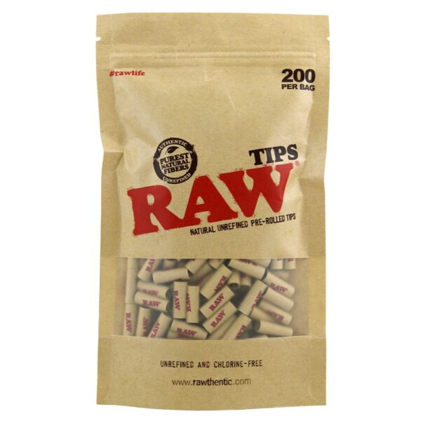 RAW Pre-rolled unrefined tips x200pcs bag
