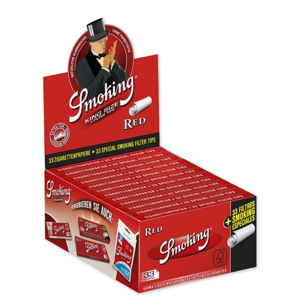 Smoking Red King Size Rolling Papers + Tips