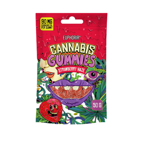 EUPHORIA CANNABIS GUMMIES STRAWBERRY HAZE (50 G) STRAWBERRY VIBES, HAZY HIGHS (BOX 12X)