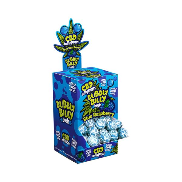 BUBBLY BILLY BUDS 10MG CBD LOLLIPOPS – BLUE RASPBERRY DISPLAY