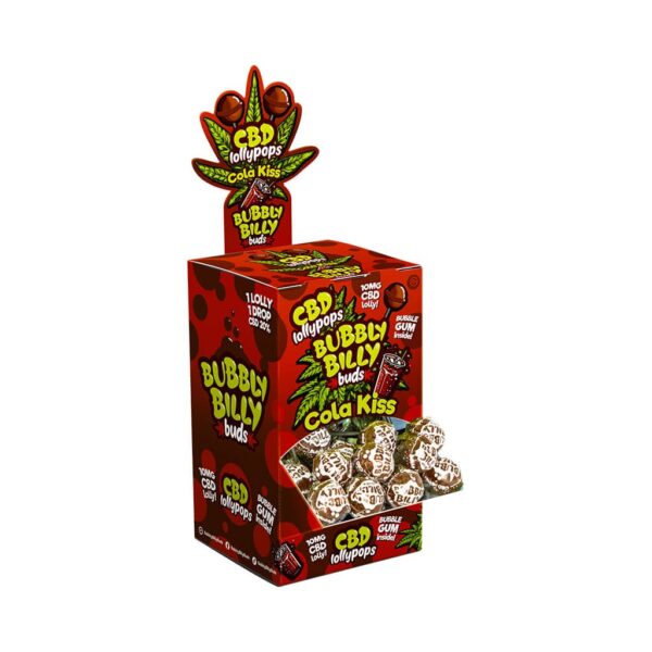 BUBBLY BILLY BUDS 10MG CBD LOLLIPOPS – COLA KISS DISPLAY
