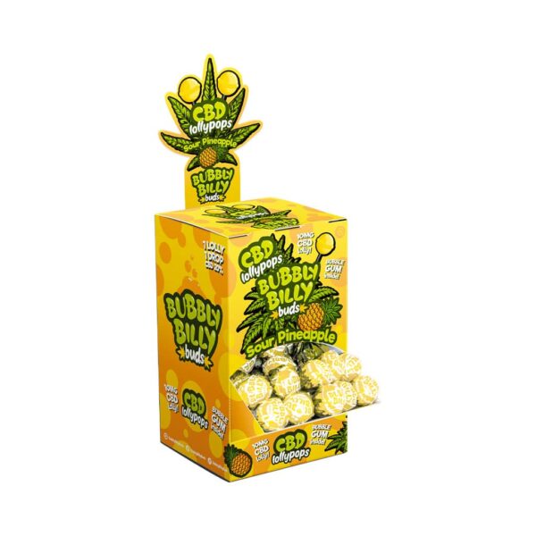 BUBBLY BILLY BUDS 10MG CBD LOLLIPOPS – SOUR PINEAPPLE DISPLAY
