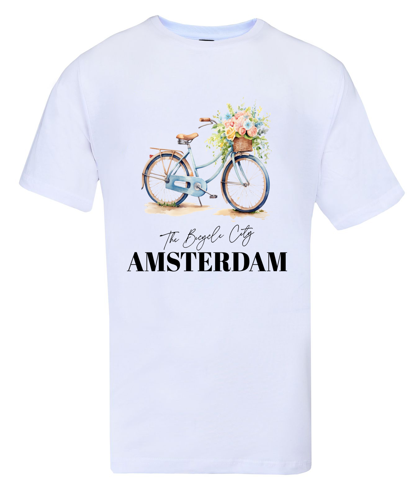 Amsterdam "The Bicycle City" Floral Graphic Tee – Classic White